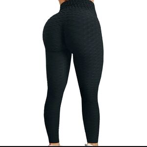 Black Textured Women's Scrunch butt Lifting Leggings